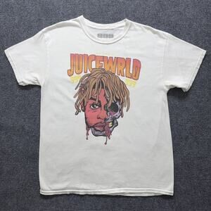 Juice WRLD Shirt Mens Large White 999 Skull Graphic Rap Tee Hip Hop Streetwear